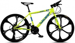 HUAQINEI Mountain Bike HUAQINEI Mountain Bikes, 24 inch mountain bike male and female adult ultralight variable speed bicycle six-wheel Alloy frame with Disc Brakes (Color : Fluorescent yellow, Size : 21 speed)