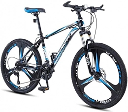 HUAQINEI Bike HUAQINEI Mountain Bikes, 26 inch mountain bike male and female adult variable speed racing ultra-light bicycle tri- Alloy frame with Disc Brakes (Color : Black blue, Size : 21 speed)
