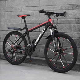 HUAQINEI Bike HUAQINEI Mountain Bikes, 26 inch mountain bike variable speed cross-country shock-absorbing bicycle portable road racing ten-blade Alloy frame with Disc Brakes (Color : Black red, Size : 27 speed)