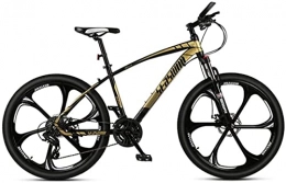 HUAQINEI Bike HUAQINEI Mountain Bikes, 27.5 inch mountain bike male and female adult ultralight racing light bicycle six- wheel Alloy frame with Disc Brakes (Color : Black gold, Size : 30 speed)