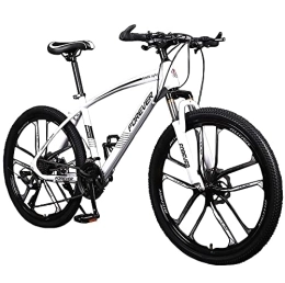 MDZZYQDS Bike MDZZYQDS 26-inch Mountain Bike, Hardtail Mountain Bike High Carbon Steel Frame Double Disc Brake with front suspension adjustable seat, 27-speed Men and Women's Outdoor Cycling Road Bike