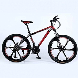 ZXL Mountain Bike Mountain bike Mountain Bike 24 / 26 Inch with Double Disc Brake, Adult MTB, Hardtail Bicycle with Adjustable Seat, Thickened Carbon Steel Frame, Black, Red, 6 Cutters Wheel, road bike