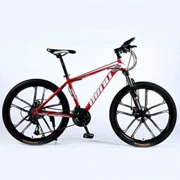 ZXL Bike Mountain bike Mountain Bike 24 / 26 Inch with Double Disc Brake, Adult MTB, Hardtail Bicycle with Adjustable Seat, Thickened Carbon Steel Frame, Red, 10 Cutters Wheel, road bike (Color : 24-stage shift)