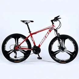ZXL Mountain Bike Mountain bike Mountain Bike 24 / 26 Inch with Double Disc Brake, Adult MTB, Hardtail Bicycle with Adjustable Seat, Thickened Carbon Steel Frame, Red, 3 Cutters Wheel, road bike (Color : 27-stage shift)