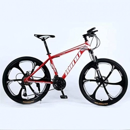 ZXL Mountain Bike Mountain bike Mountain Bike 24 / 26 Inch with Double Disc Brake, Adult MTB, Hardtail Bicycle with Adjustable Seat, Thickened Carbon Steel Frame, Red, 6 Cutters Wheel, road bike (Color : 21-stage shift)