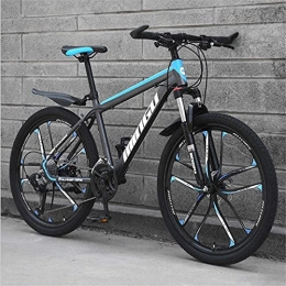 HUAQINEI Bike Mountain Bikes, 24-inch mountain bike, variable speed, off-road shock-absorbing bicycle, portable road racing ten-knife wheel Alloy frame with Disc Brakes (Color : Black blue, Size : 24 speed)