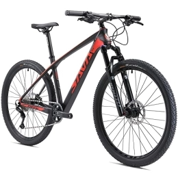 SAVADECK Bike SAVADECK Flamme1.0 Carbon Mountain Bike 27.5" / 29" Carbon Fiber Frame Hardtail Mountain Bicycle Ultralight XC MTB with 12 Speed Shimano Deore M6100 Drivetrain (Black Red, 29 * 17'')