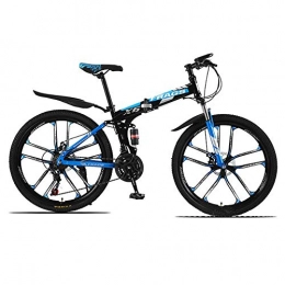 SXXYTCWL Bike SXXYTCWL 26 Inch Mountain Bikes, High-Carbon Steel Hardtail MTB, Thickened Carbon Steel Frame, Double Disc Brake, 10 Cutters Wheel (Color : Black Blue, 21 Speed) jianyou