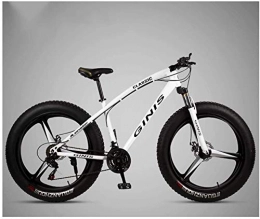 ZYLE Bike ZYLE 26 Inch Mountain Bicycle, High-carbon Steel Frame Fat Tire Mountain Trail Bike, Men's Womens Hardtail Mountain Bike with Dual Disc Brake (Color : White, Size : 30 Speed 3 Spoke)