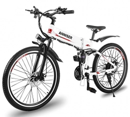ANNISER Road Bike ANNISER Electric Mountain Bike Folding Ebike 26 Inch 500W 21 Speed 48V Lithium Battery Aluminum Alloy Electric Assisted Bicycle (White)