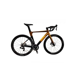   Bicycles for Adults Carbon Fiber Frame Road BikeComplete Hydraulic Disk Brake for Adult 22 Speed Full Carbon Bicycle (Color : Gold, Size : Large)