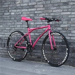 DIE  Men's And Women's Road Bike, 24-Speed 26-inch High Carbon Steel Frame Adult Road Bicycles, Double Disc Brake Cycling Racing, Outdoors Wheeled Road Mountain Bike Bicycle 168x95cm, Pink, Constructive2