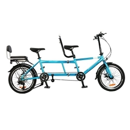 JABSY Bike JABSY Tandem Bike for Cycling, Classic Tandem Adult Beach Cruiser Bike, 20-Inch Wheels City Tandem Folding Bicycle, Three Seater, 7-Speed Adjustable, Maximum Load 200kg, Size 210x35x110cm / 110x35x62cm