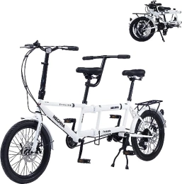 LAYIQDC Bike LAYIQDC Tandem Bike, Foldable Three-Person Bike, Family Bike Suitable for Two Adults and One Child, High Carbon Steel Material, Rust-Resistant and Durable (White)