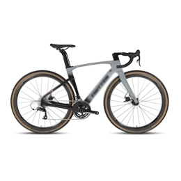   Fahrräder für Erwachsene Road Bike Disc Brake Fully Hidden Cable Carbon Fiber Handlebar Use Groupset (Color : Gray, Size : 22_54CM)