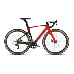   Fahrräder für Erwachsene Road Bike Disc Brake Fully Hidden Cable Carbon Fiber Handlebar Use Groupset (Color : Red, Size : 22_45CM)