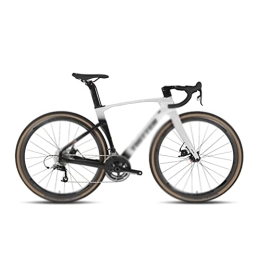   Fahrräder für Erwachsene Road Bike Disc Brake Fully Hidden Cable Carbon Fiber Handlebar Use Groupset (Color : White, Size : 22_45CM)