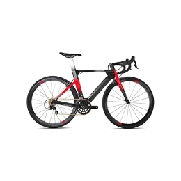   Fahrräder für Erwachsene Road Bike Full Carbon Fiber Bicycle 22 Speed Erwachsene männlich weiblich Fahrrad Aerodynamics Rahmen Carbon Rim (Color : Red, Size : 50cm(165cm-180cm))
