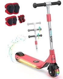 Gyroor Scooter Electric Scooter for Kids Ages 6-12, Kids Electric Scooter with Led Light Front Wheel and Non-slip Pedal with LED Lights, Adjustable Handlebar, 3 Adjustable Heights and Speed and Rechargeable Battery