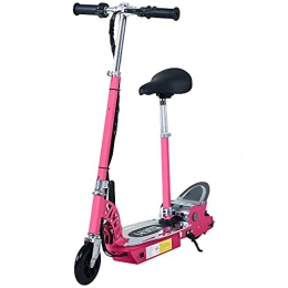 Homcom Electric Scooter HOMCOM 120W Teens Foldable E-Scooter Kids Electric Scooters 24V Rechargeable Battery Adjustable Ride on Outdoor Toy (Pink)