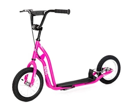 MEGHNA Scooter MEGHNA KNUS Youth Scooter Front and Rear Caliper Brakes Rear Axle Pegs 12" / 12" Inflatable Wheels Scooter, Non Electric