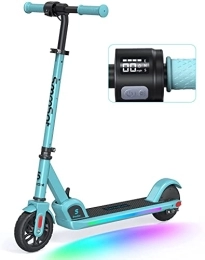 SMOOSAT Electric Scooter SmooSat E9 PRO Electric Scooter for Children, with Colourful Rainbow Light and LED Display, Adjustable Speed and Height, Foldable and Ultralight Electric Scooter for Children from 8 Years (Blue)