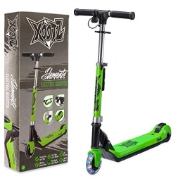 Xootz Scooter Xootz Kids Electric Scooter Folding with LED Light Up Wheel and Collapsible Handlebars, Element, Green