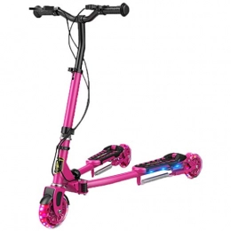 FNN-Scooter Scooter Adult Scooter, 3-wheel Scooter, Suitable for Children And Adolescents, Boys And Girls, Foldable Light Flash Wheel Single Pedal Scooter, Anti-skid Pedal Scooter (Color : Pink)