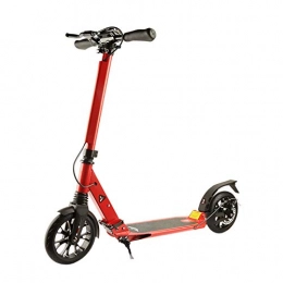 FNN-Scooter Scooter Adult Scooter, Scooter disc brake upgraded scooter, double shock-absorbing scooter, off-road disc brake scooter, scooter with handbrake + ABS silicone handle (Color : Red)