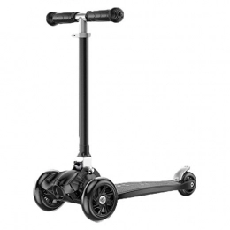 FNN-Scooter Scooter Adult Scooter, Three-wheeled Scooter, Suitable for Children And Adolescents, Boys And Girls, Foldable Light Flash Wheel Single Pedal Scooter, Anti-skid Pedal Scooter (Color : Black)