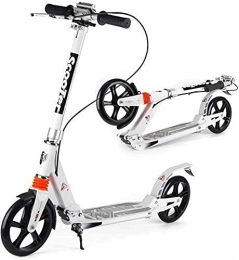 HAO KEAI Scooter HAO KEAI Kick Scooters for Teens / Adults Scooters Adult Folding Adult Kick With Hand Brake Big Wheels Dual Suspension Commuter Adjustable Height - Supports 330 Lbs (Color : White)