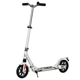 Homcom Scooter HOMCOM Kick Scooter Height Adjustable Foldable Scooter 200mm Large Wheels Scooters w / with Foot Brak and Manual Bell for Ages 14 Years and Up