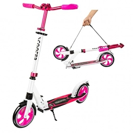 Simate Scooter Simate Cityroller BigWheel 200 mm Kick Scooter Foldable Height Adjustable for Girls Boys Adults Pink / White