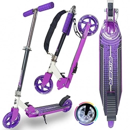 WeLLIFE Scooter WeLLIFE Folding Aluminium Scooter with Pedal Brake, Adjustable Height 90-105 cm Wheel 145 mm City Scooter for Children 6 Years / Maximum Load 100 kg (Violet)