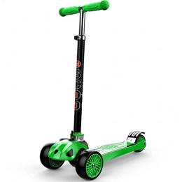 XBSLJ Scooter XBSLJ Kick Scooter, Kids Scooter Scooters for Kids 3 Wheel T Bar Handle Folding Adjustable Kick up Intelligent Turning Age for 3-18 Year-Old Boy and Girl-Green
