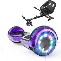 GeekMe Self Balancing Segway GeekMe Hoverboards with Off Road seat, Hoverboards with Off Road-Kart, Segway for kids, 6.5 Inch Electric Scooter with Bluetooth Speaker, LED Lights, Children Gift