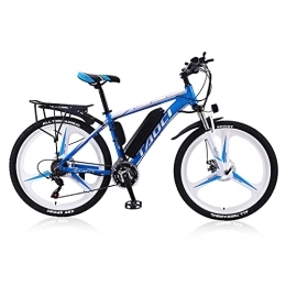 AKEZ  AKEZ VTT électrique de 66 cm pour adultes, vélo électrique de 250 W pour homme, vélo électrique tout terrain, batterie au lithium amovible 36 V 13 Ah 21 vitesses 25 km / h (bleu)