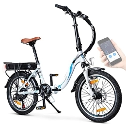 Bluewheel Electromobility  BLUEWHEEL - E-Bike BXB55 20" - Vélo Électrique - Dérailleur Shimano 7 Vitesses - Moteur 250W - 25km / h - Batterie Rechargeable Amovible - Autonomie 150km - Pliable - Écran Tactile LED - Blanc