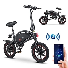 Dyu Vélos électriques DYU Vélo Électrique Pliable, 14 Pouces Portable avec Télécommande APP, Intelligent Assistance Pédale avec Écran LCD, Unisexe Adulte Jeunesse (Noir)
