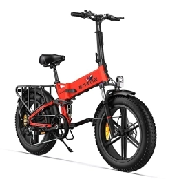 ENGWE  ENGWE Vélo électrique Pliable de 250 W, 20 ”× 4.0” VTT Fat Bike Electriqu, Batterie 48V 13Ah jusqu'à 25 KM / H et 100 KM d'autonomie, 7 Vitesses ENGINE X Rouge 175 x 57 x 123cm