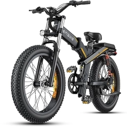 ENGWE  ENGWE X24 Vélo électrique Pliable avec 24" x 4.0 Fat Tire Double Batterie Amovible 48V14.4AH / 7.8AH Lange 150 km, 3 Triple Suspension Shimano 8 Vitesses All Terrain Ebike (Noir)