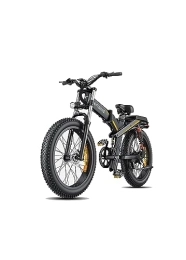 ENGWE  ENGWE X24 Vélo électrique pliable avec 24" x 4.0 Fat Tire Double Batterie Amovible 48V19.2AH / 10AH Lange 150 km, 3 Triple Suspension Shimano 8 Vitesses All Terrain Ebike (Noir)