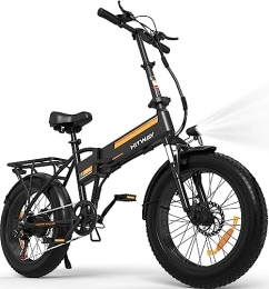 HITWAY  HITWAY Vélo électrique Adultes 20''x4.0 Fat Tire E Bike avec Moteur 250 W, Pliable Electric Bike avec Batterie Amovible 36 V 12 Ah E Bike Longue portée Montagne, Plage, Neige BK10 Noir / Orange