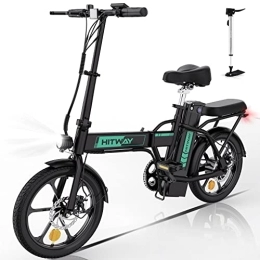 HITWAY  HITWAY Vélo électrique E-Bike Pliable Vélos de Ville Batterie 8.4h, Kilométrage électrique Peut Atteindre 35-70km, Batterie 250 W / 36 V / 8.4Ah, Max. Black green