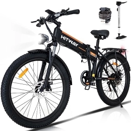 HITWAY Vélos électriques HITWAY Vélo électrique pour Adultes, E Bike 26 x 3, 0 avec Moteur 250 W, Electric Bike Pliable avec Batterie Amovible 36 V 12Ah, City Commuter, VTT Shimano 7 Vitesses