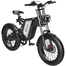 KELKART  KELKART Vélos Électrique Double Suspension, Fat Tire Vélo électrique 20 x 4, 0" avec Batterie Li-ION Amovible 48 V 25 Ah et 7 Vitesses pour Adulte