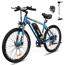 RCB  RCB Vélo électrique pour Adultes avec Une autonomie de 90km (35km en Mode électrique Seul).RK15 E-Bike de Banlieue, Pneus résistants de 26 Pouces &Fourche à Suspension Antichoc 7-Vitesses Bleu
