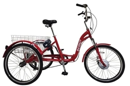 Scout Vélos électriques SCOUT Tricycle électrique, roues de 61 cm, cadre pliable, 6 vitesses, 12, 8 Ah, 250 W, tricycle électrique, tricycle électrique pliable (rouge)