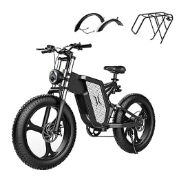 DEEPOWER  X20 Vélo électrique, moteur 250 W, vélo électrique à gros pneus de 50, 8 cm x 4, 0 pour adultes, batterie amovible 48 V 33 Ah, 25 km / h, vélo électrique de plage de neige avec double amortisseur
