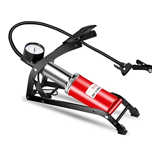 Bombas de bicicleta : DUANmuci Bomba de pie para Piso de Bicicleta Bola de Aire portátil Neumático Inflador de neumáticos Barril Pedal de Bicicleta eléctrica Bomba de Alta presión Rojo